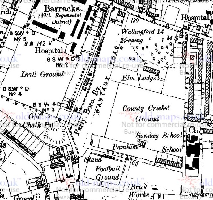 Reading - Huntley & Palmers Cricket Ground : Map credit Old-Maps.co.uk historic maps